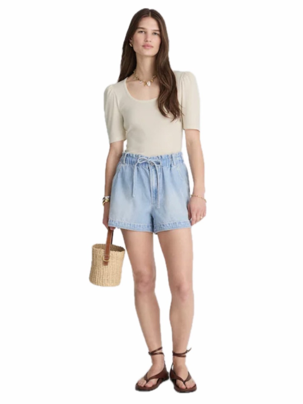 MADEWELL WOMEN S PUFF-SLEEVE SCOOP NECK SHORT SLEEVE IN VINTAGE IVORY
